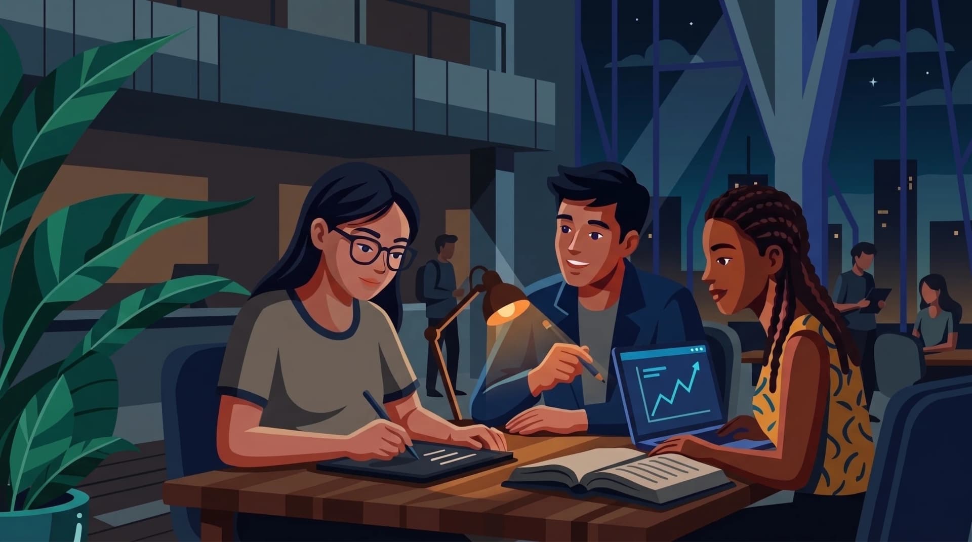 Estudio en grupo y salas compartidas